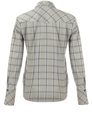 Light Grey Wool & Rayon Checked Shirt, 2