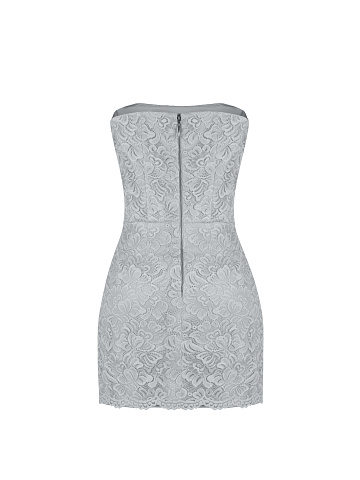 Grey Lace-Paneled Mini Dress, 2