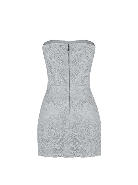 Grey Lace-Paneled Mini Dress, 2