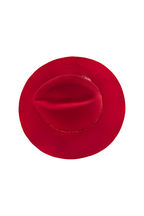 Red Crocodile Leather Felt Hat, 3