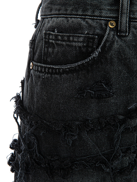 Black Distressed Cotton Jeans, 3 Black Distressed Cotton Jeans, 3