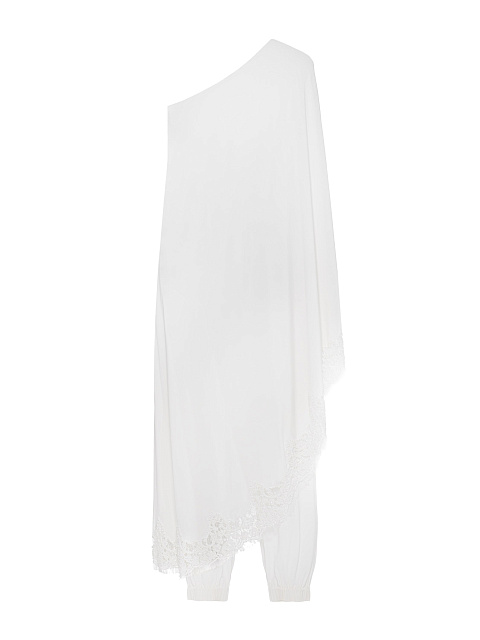 White One Shoulder Tunic And Joggers Suit, 2