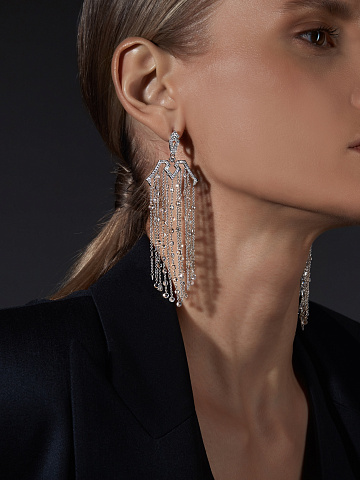 Round Diamond, Rose Cut Diamond & White Gold Earrings, 2