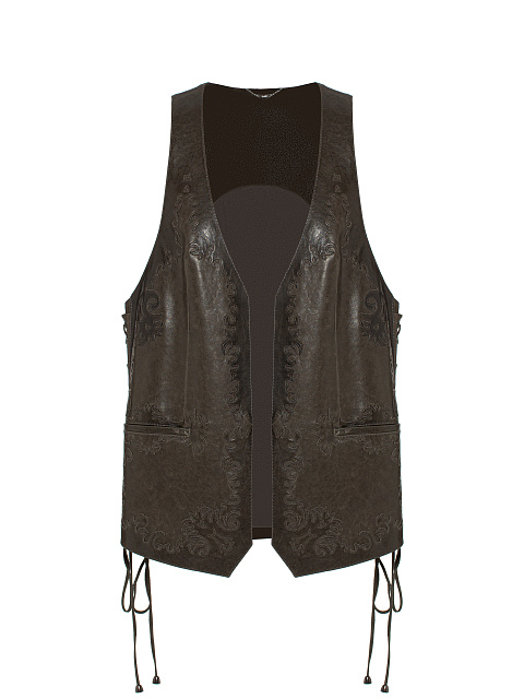 Brown Leather Lace Up Vest, 1