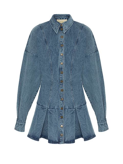 Denim Mini Dress With Buttons, 1