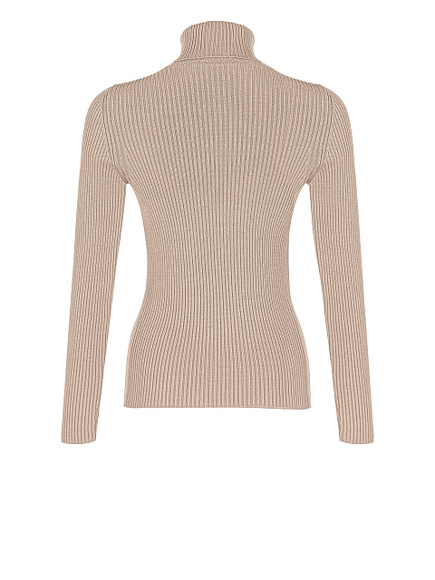 Light Beige Rib Knit Jersey Turtleneck, 3 Light Beige Rib Knit Jersey Turtleneck, 3