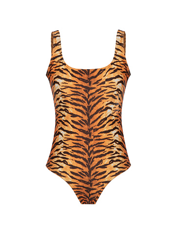 One-piece swimsuit with tiger print, 1
