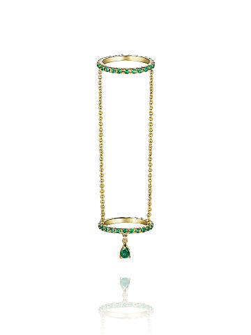 Yellow Gold & Emerald Double Ring, 1