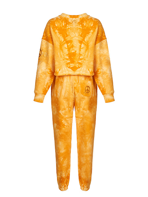 Orange Tie Dye Jersey Set With Cropped Sweatshirt, 2