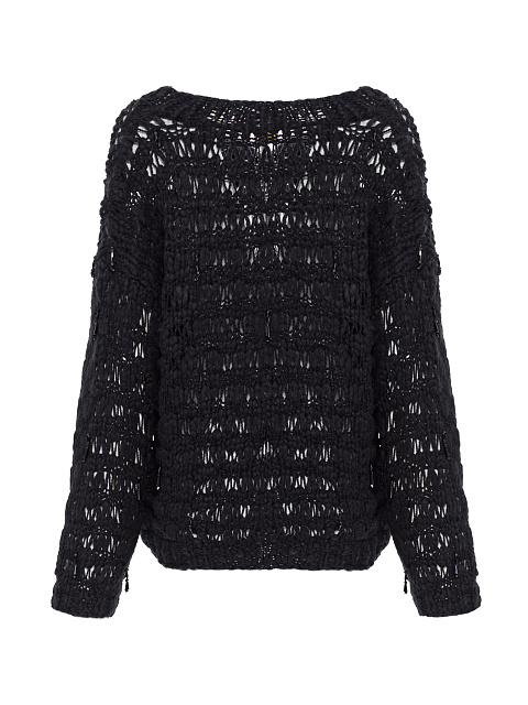 Black Beaded Cashmere Pullover, 3