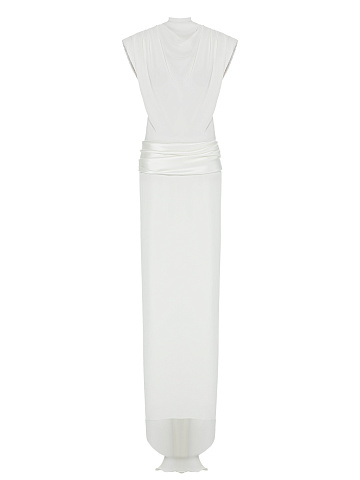 White draped maxi dress, 1