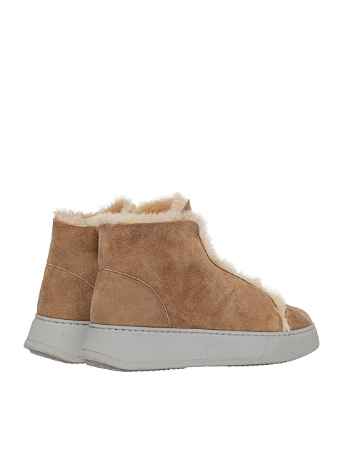 Beige Suede & Fur Lined Ankle Boots, 3