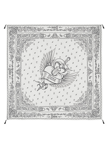 Big White Silk Printed Scarf, 1