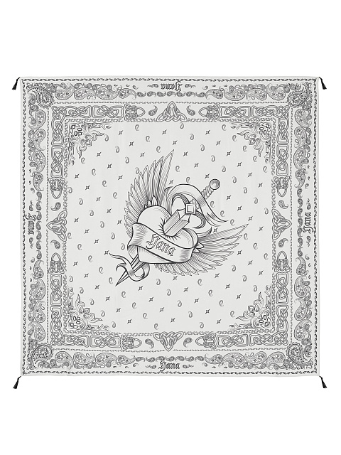 Big White Silk Printed Scarf, 1