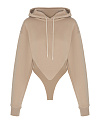 Свитшот-боди из бежевого футера, с капюшоном Свитшот-боди из бежевого футера, с капюшоном