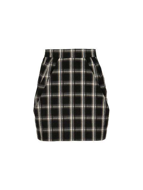 Black Checked Cotton Top & Mini Skirt, 3