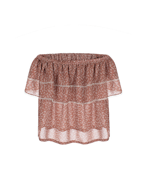 Brown Chiffon Off Shoulder Top, 2