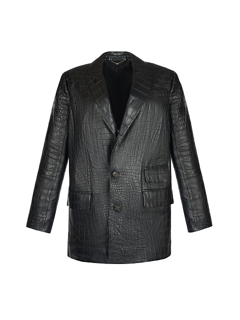Black Crocodile Leather Blazer, 1