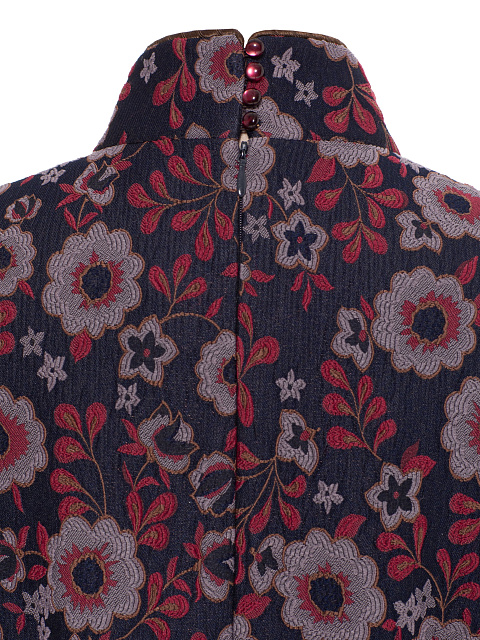 Jacquard Midi Dress With Mink Fur Cuffs, 5 Jacquard Midi Dress With Mink Fur Cuffs, 5