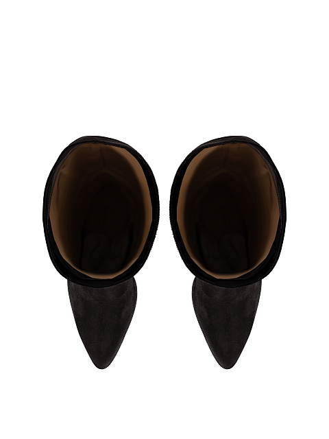 Black Suede Heeled Long Boots, 4