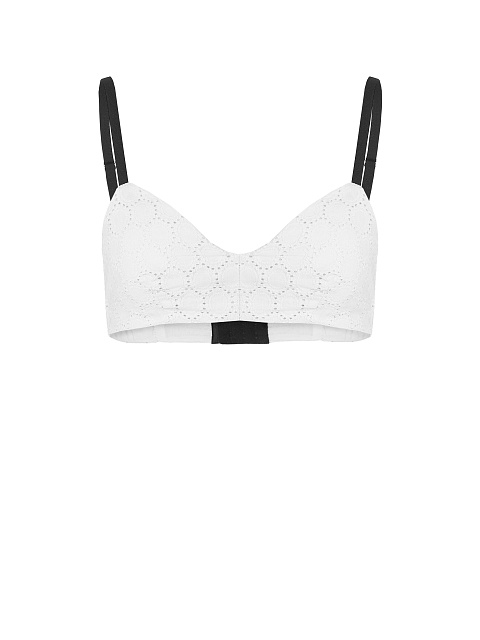 White Cotton Lace Set Of Bra & Cropped Shirt, 4 White Cotton Lace Set Of Bra & Cropped Shirt, 4