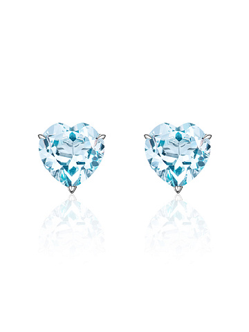 White Gold & Blue Sky Topaz "Heart" Studs, 2