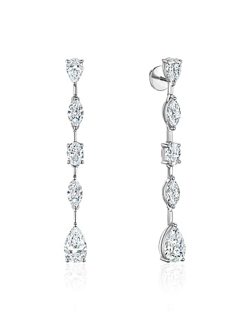Long white gold earrings with lab-grown diamonds, 1