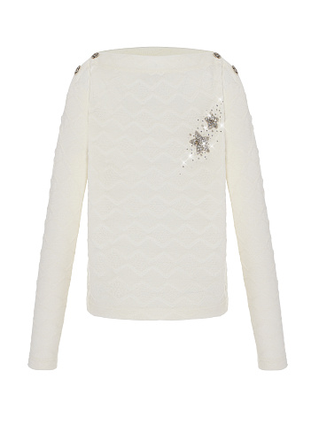 White Embroidered Star Jersey Longsleeve, 1