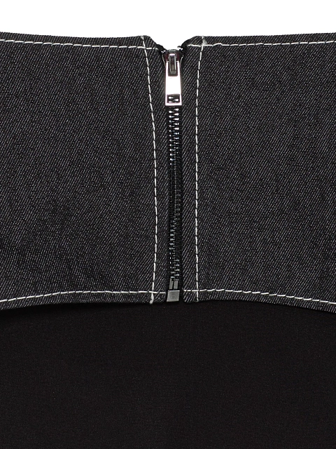 Black denim peplum belt with zipper, 4