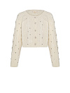Кардиган укороченный из кашемира молочного цвета, в стразах Кардиган укороченный из кашемира молочного цвета, в стразах