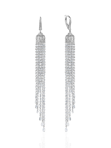 Long white gold earrings with diamonds, 1