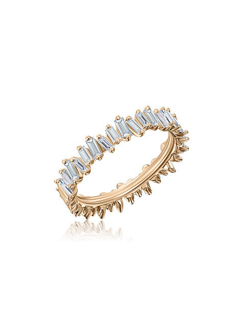 Yellow gold ring with baguette-cut diamonds, 1