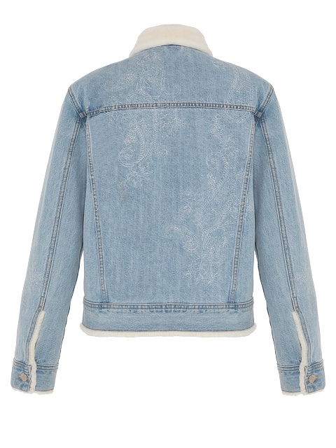 Blue Denim Jacket with Fur and Paisley Embroidery, 2 Blue Denim Jacket with Fur and Paisley Embroidery, 2