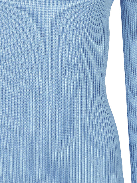 Light Blue Rib Knit Turtleneck Mini Dress, 3