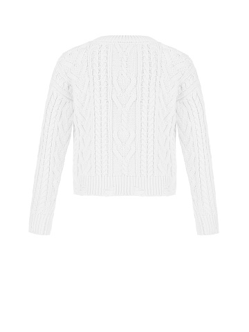 Kids White Cable Knit Cotton Mix Sweater, 2
