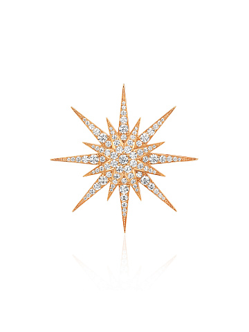 Cubic Zirkonia & Rose Silver Star Barrette, 1