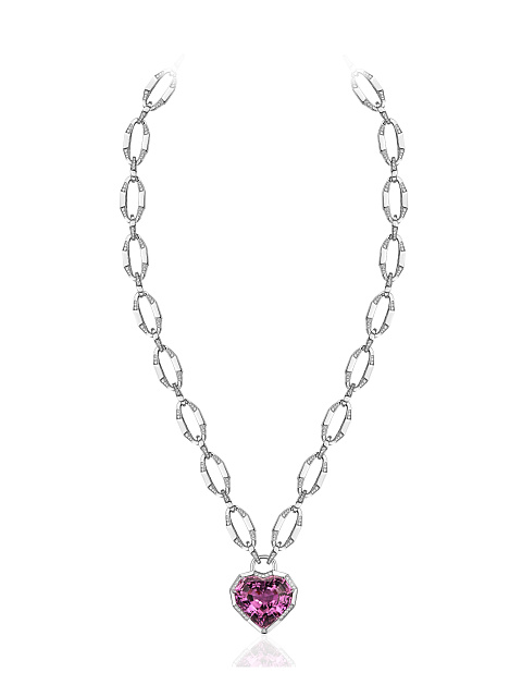 Heart-cut kunzite necklace, 1 Heart-cut kunzite necklace, 1