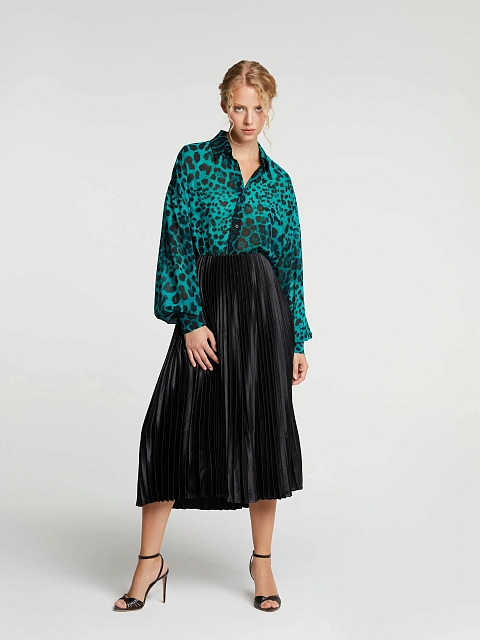 Black Pleated Midi Skirt, 2