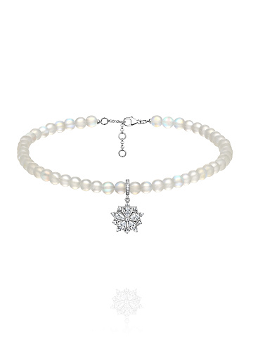 Moonstone, Cubic Zirconia & Silver Choker Necklace, 1