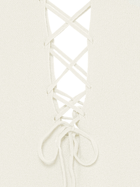 White Lace Up Jersey Maxi Dress, 3