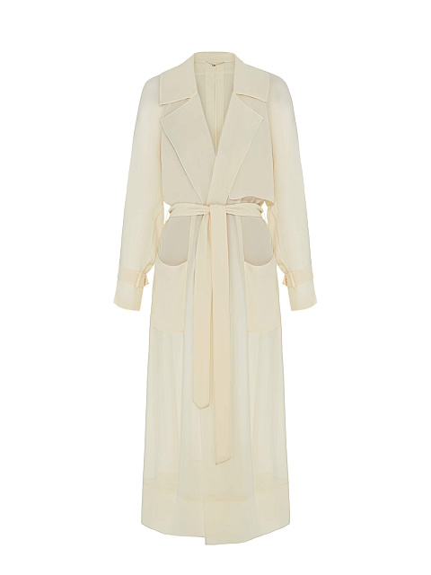 Milk-colored chiffon trench coat, 1