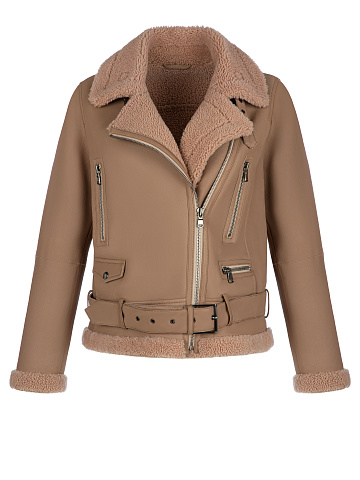 Brown Shearling Biker Jacket, 1