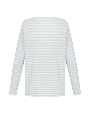 Light blue striped cashmere pullover with lurex, 2