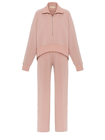 Light Pink Embroidered Jersey Suit, 1