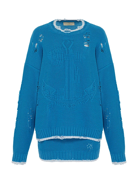 Bright Blue Jersey Sweater & Mini Skirt Set, 1