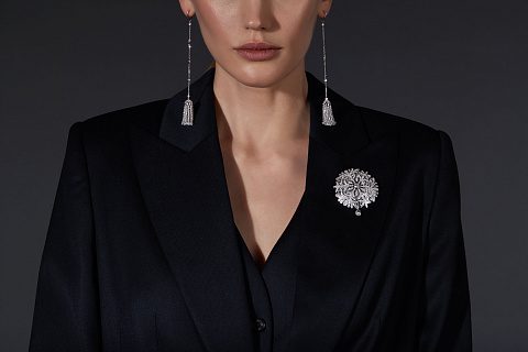 Round Diamond & Briolette Diamond & White Gold Tassel Earrings, 5