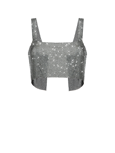 Black Rhinestones Crop Top, 1