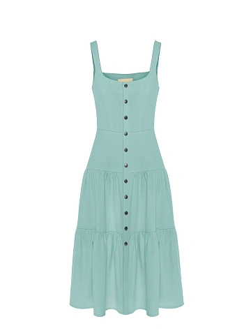 Light turquoise denim midi dress, 1