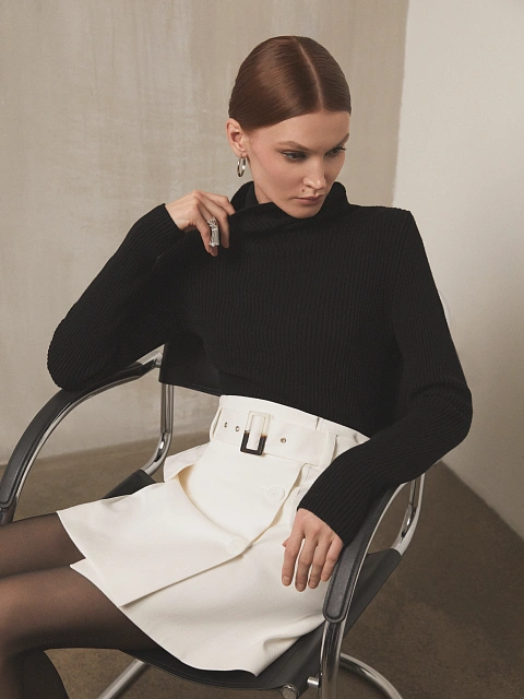 White Mini Skirt With Pockets, 4