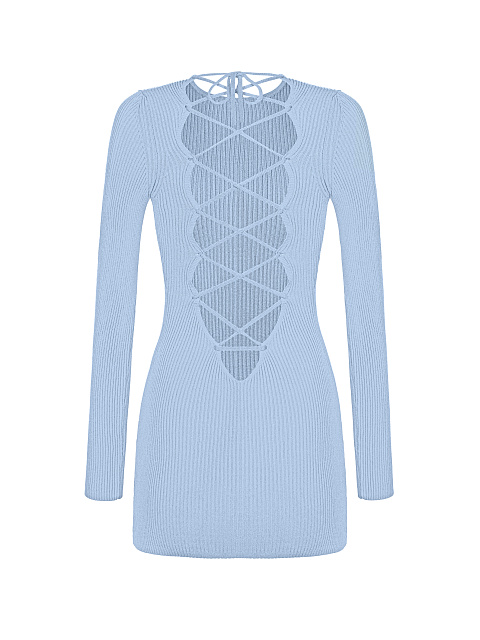 Light Blue Rib Knit Mini Dress, 2